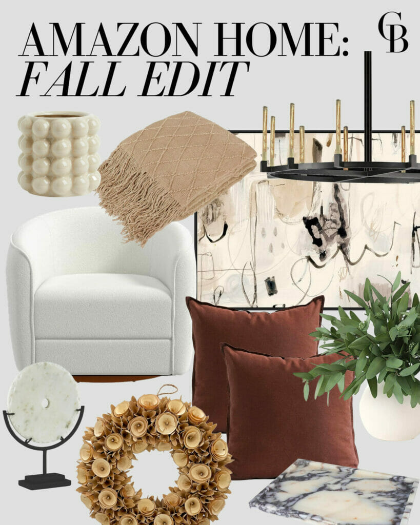 amazon home fall decor affordable home decor budget friendly modern transitional style interior design restoration hardware arhaus pottery barn west elm crate & barrel cb2 marble tray faux florals