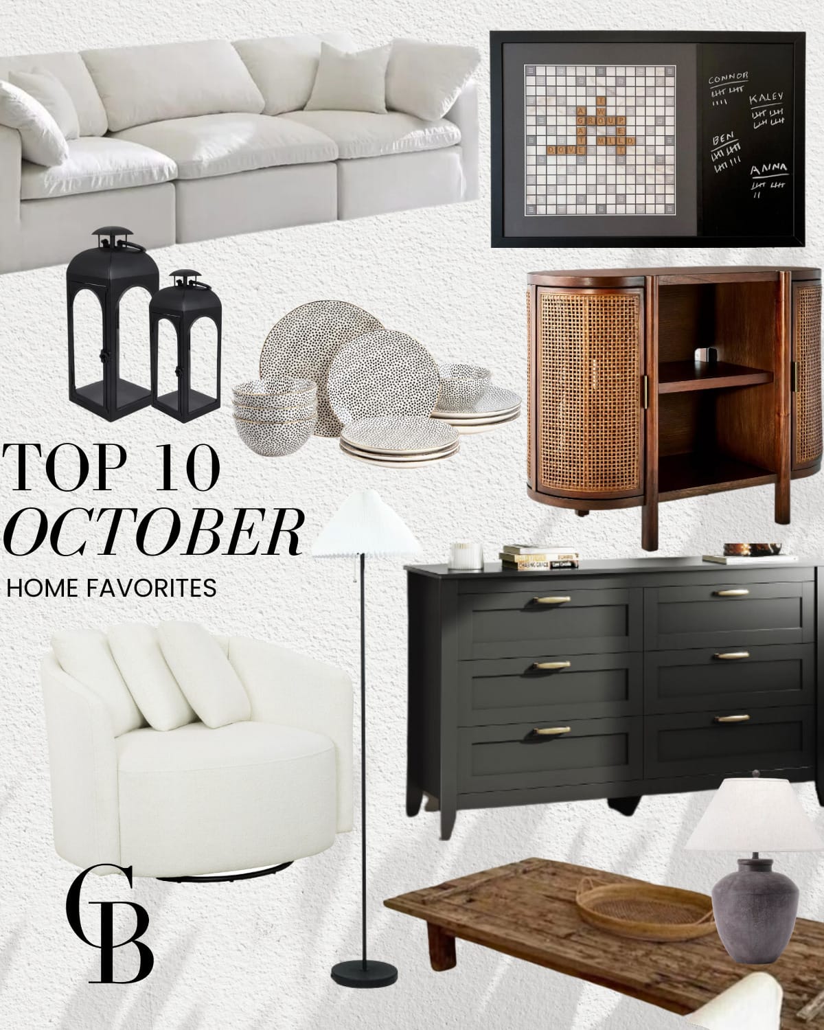 october top 10 home favorites | #october #topseller #home #favorites #homedecor #furniture #lighting #accentchair #table #dresser #console #scrabble