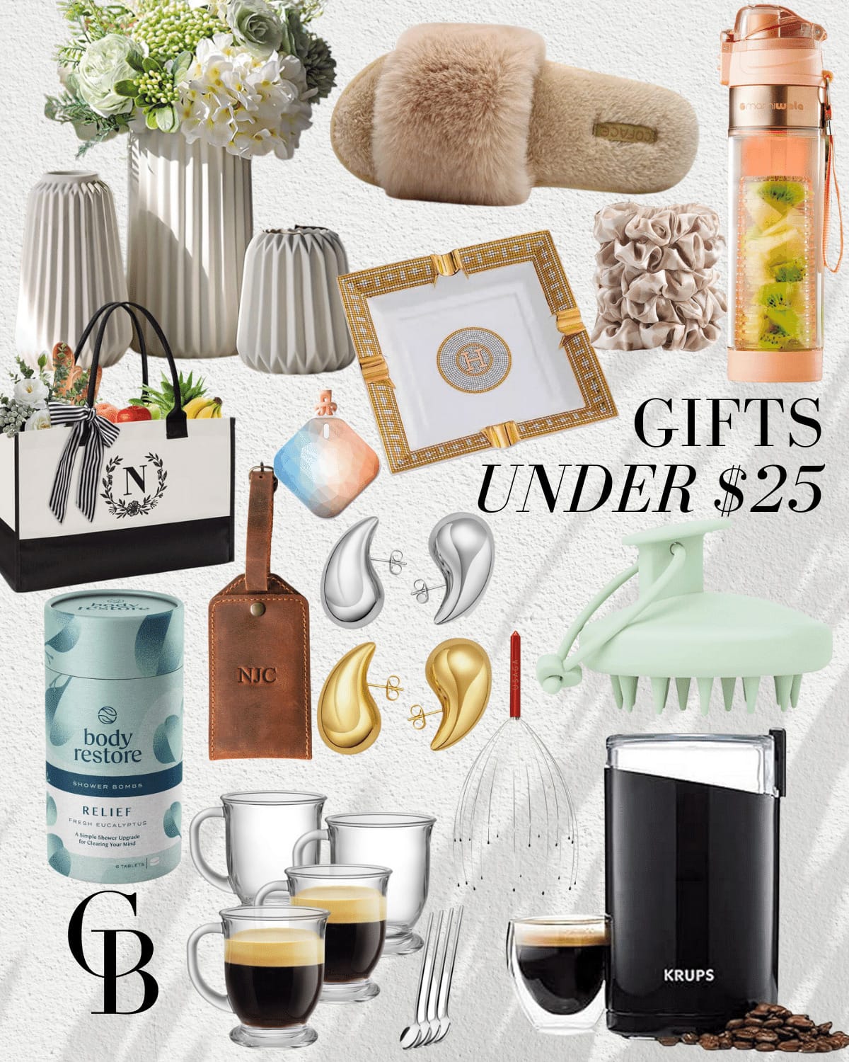 10 holiday gift guides everyone will love | #holiday #giftguide #christmas #giftideas #giftsunder25 #under25 #giftgiving #slippers #home #coffee #showersteamer #beauty