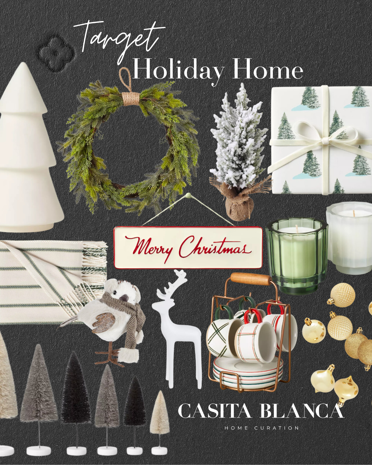 holiday home accents | #holiday #home #accents #holidayhome #christmas #christmasdecor #holidaydecor #wreath #christmastree #blanket #reindeer