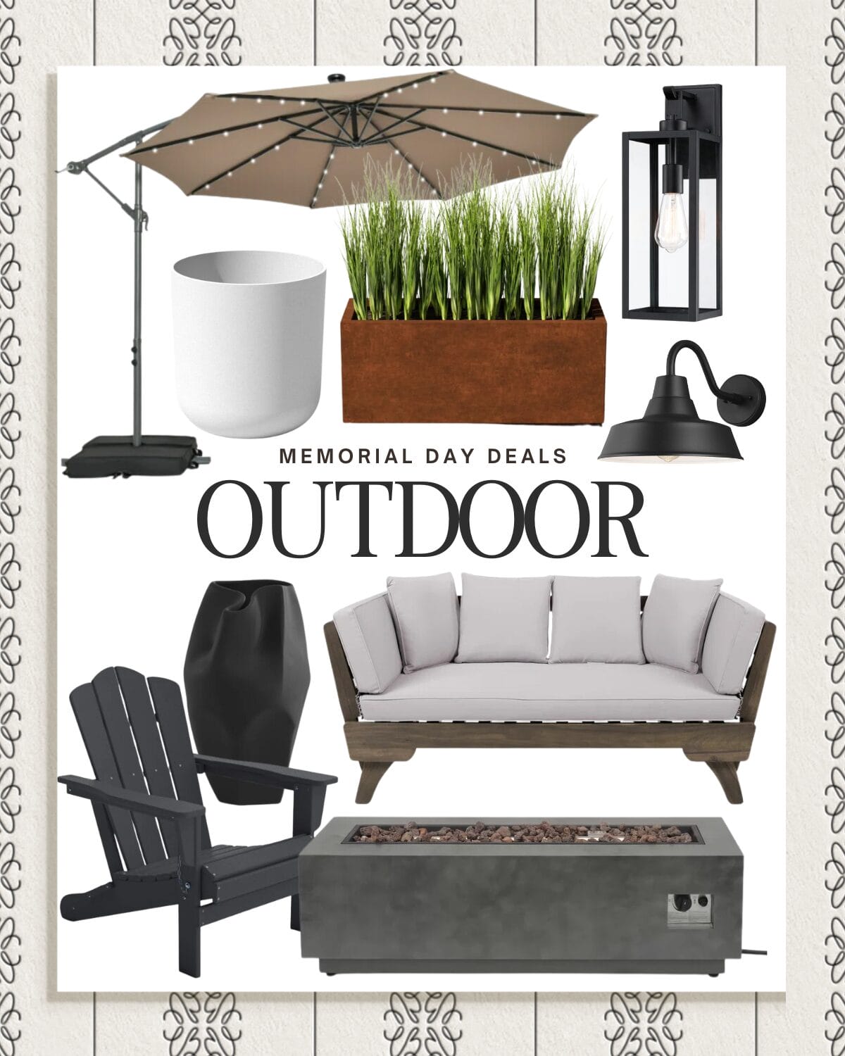 Memorial Day | Shop The Sale Sale, memorial day, best deals, home, home decor, home furniture, living room, outdoor, patio, outdoor umbrella, wall light, outdoor couch